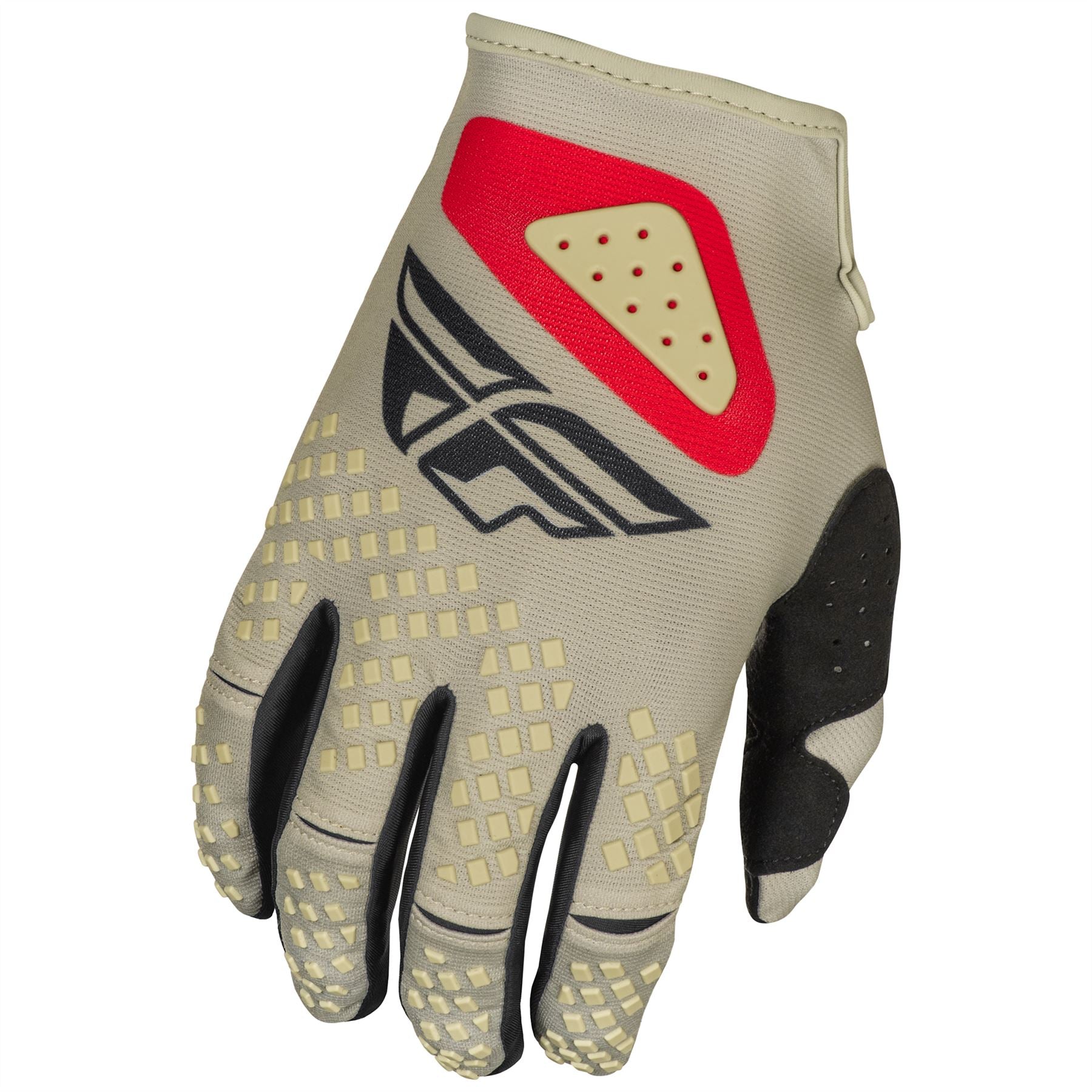 Fly Racing 2025 Kinetic Sym Motocross Gloves Light Grey Red Black
